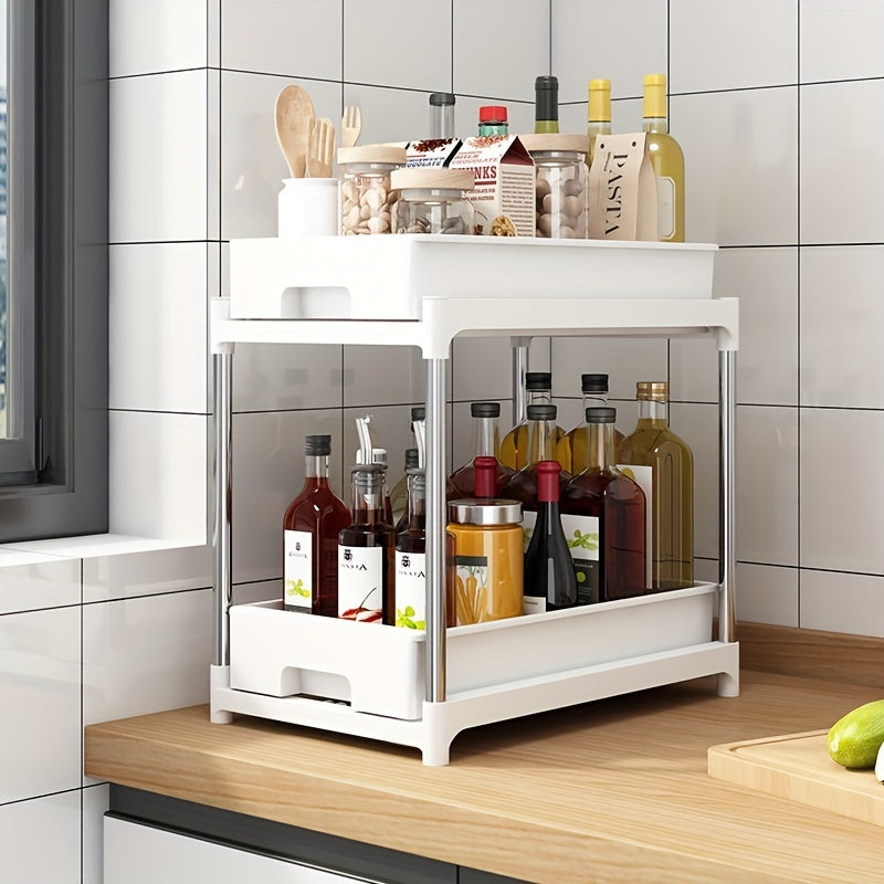 2 Tier Sink Organizer and Storage Rack with Hooks