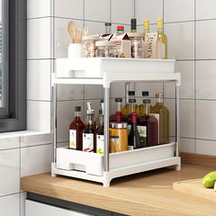 2 Tier Sink Organizer and Storage Rack with Hooks