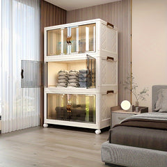 Plastic Storage Box Double Door Folding Storage Cabinet