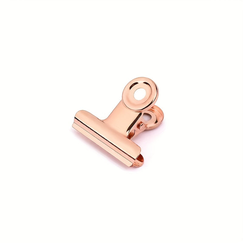 15pcs Rose Golden 22mm Round Stainless Steel Stationery Clip Set