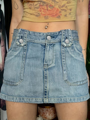 Slim Fit Denim Skirt Slash Pockets Street Style