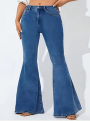  Floral Print Button Fly Flared Leg Jeans
