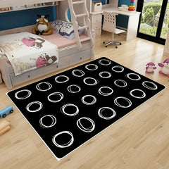 Black Wool Children's Area Rug for Kids Room Circle Seating Decor