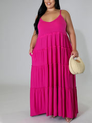  Solid Layered Loose Fit Cami Maxi Dress