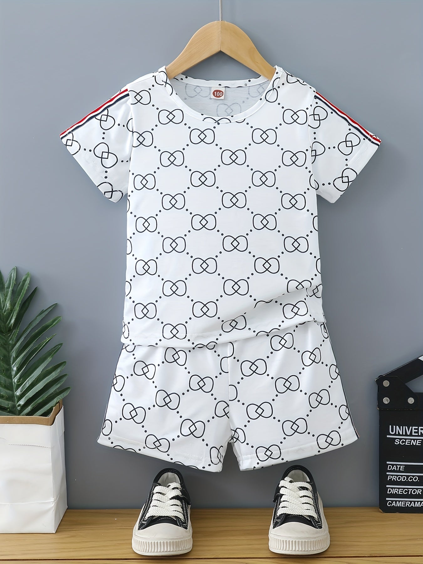 Boys Plaid Casual Outfit T-shirt & Shorts Set Summer