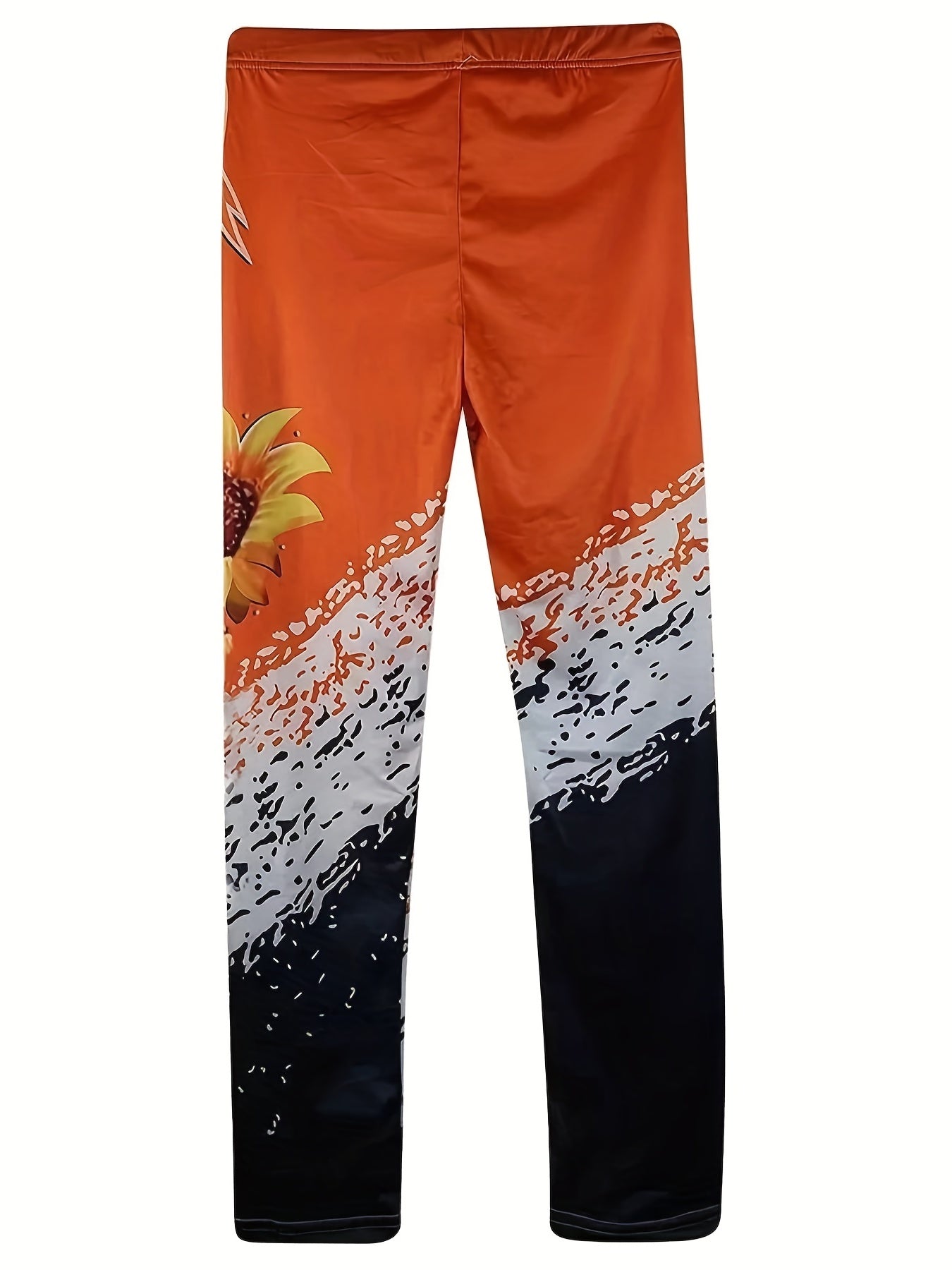  Colorblock Sunflower & Butterfly Print Yoga Leggings