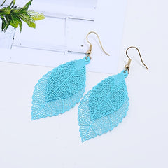 Hollow Gradient Leaf Drop Earrings Women's Accessories
