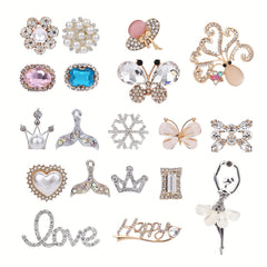 19Pcs Crystal Shoe Charms For Women Party Clogs Sandals