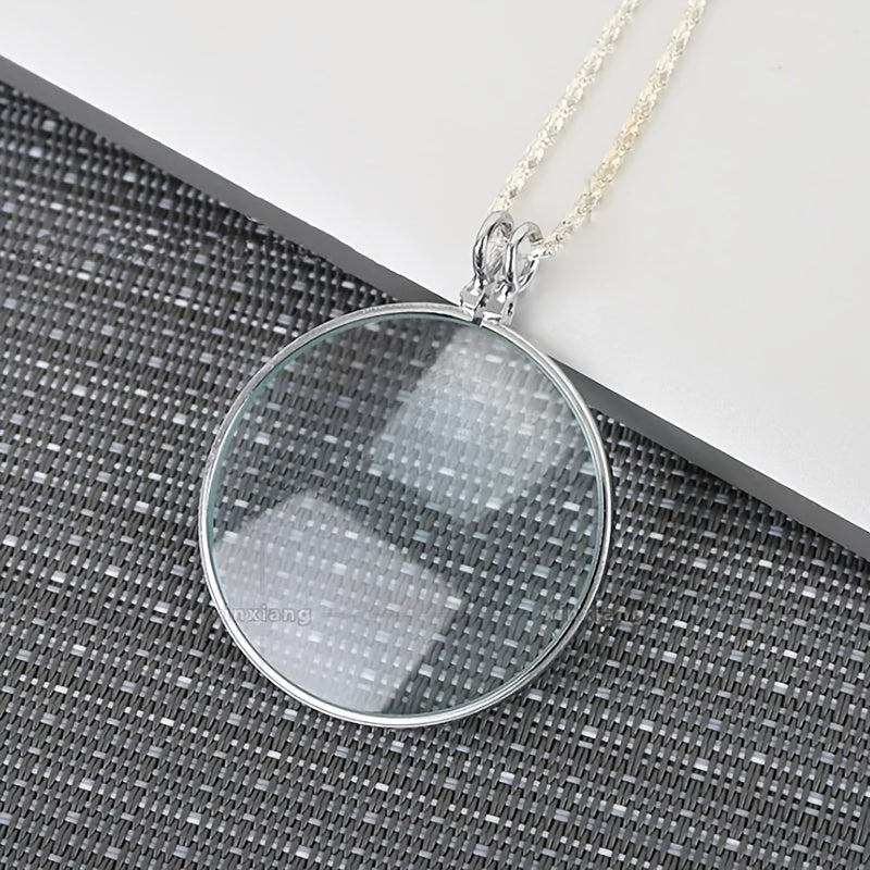 Vintage 5X Magnifier Necklace Pendant Chain Map Reading Glass