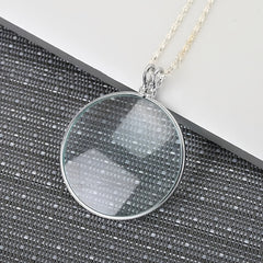 Vintage 5X Magnifier Necklace Pendant Chain Map Reading Glass