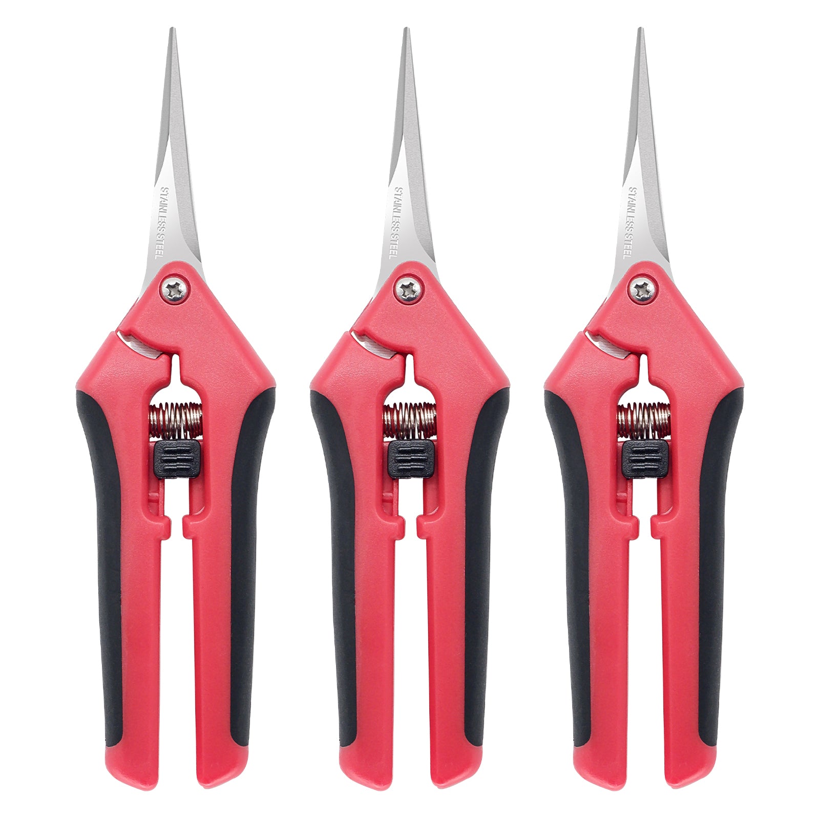3pcs Pruning Shears Straight Blades Stainless Steel Pruning Scissors