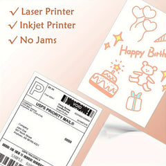 10 Sheets Matte Sticker Paper for Laser Inkjet Printers - A4 Size
