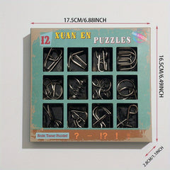12pcs Puzzle Toy Set Luban Lock Kongming Nine Rings Halloween Christmas