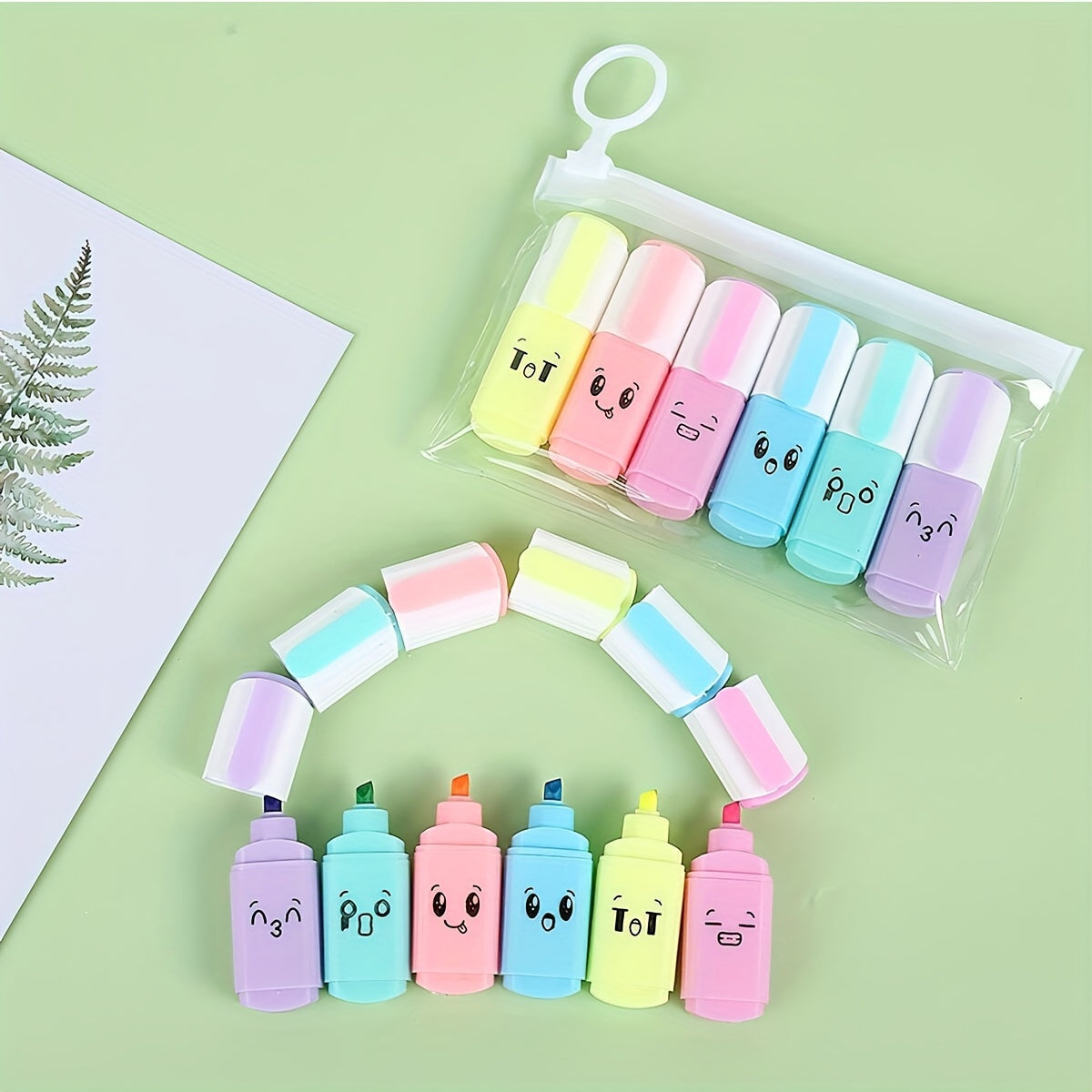 6pcs Donut Ice Cream Expression Marker Pens Cartoon Mini Pens