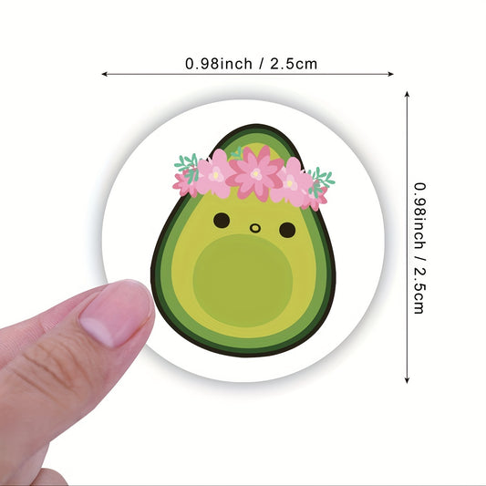 500pcs Avocado Stickers Roll for Water Bottle Laptop Phone Scrapbooking Decor