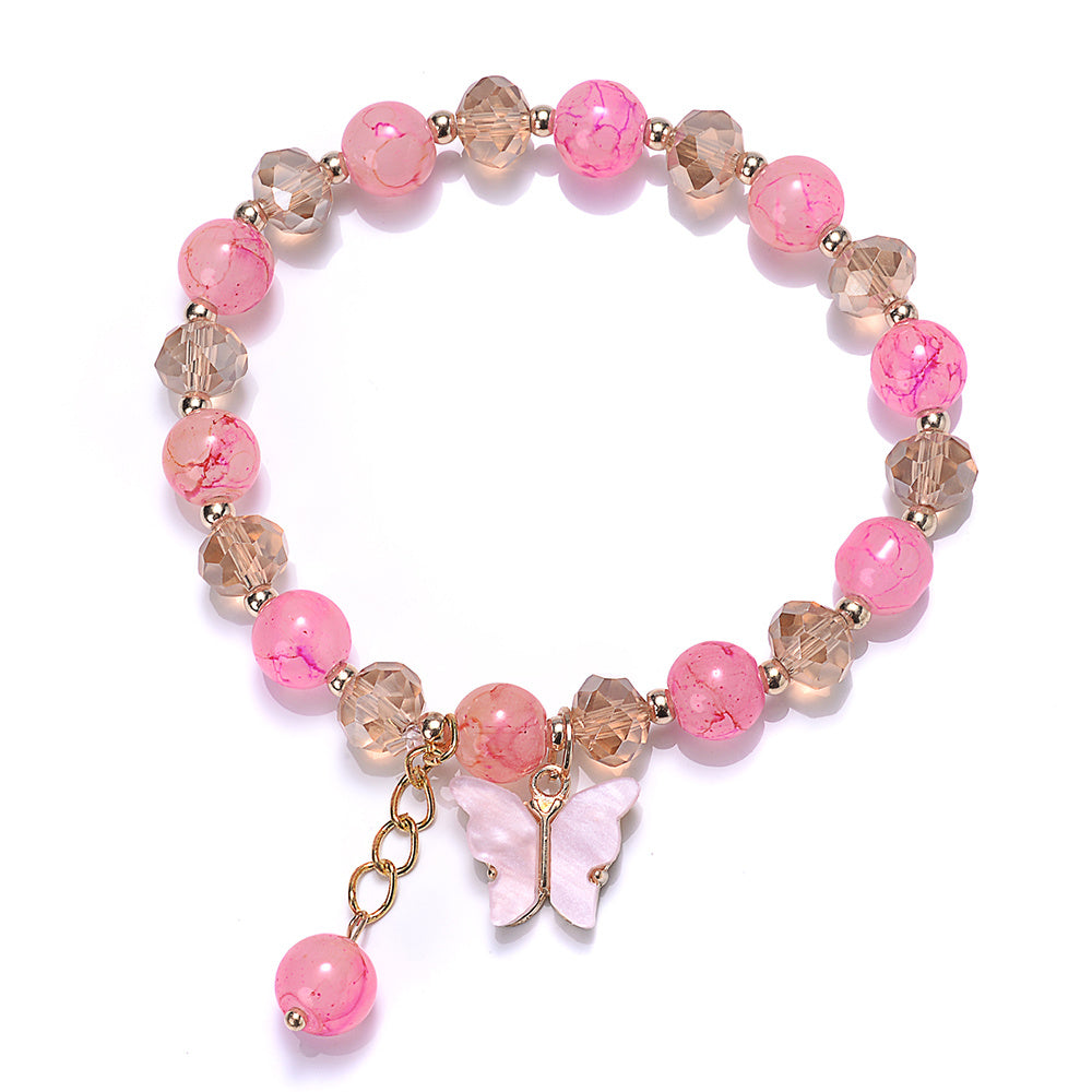 Beaded Butterfly Charm Bracelet Glass Sweet Jewelry Gift Yoga Meditation