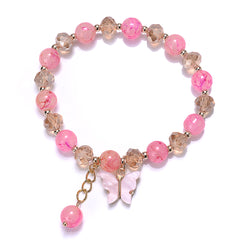 Beaded Butterfly Charm Bracelet Glass Sweet Jewelry Gift Yoga Meditation