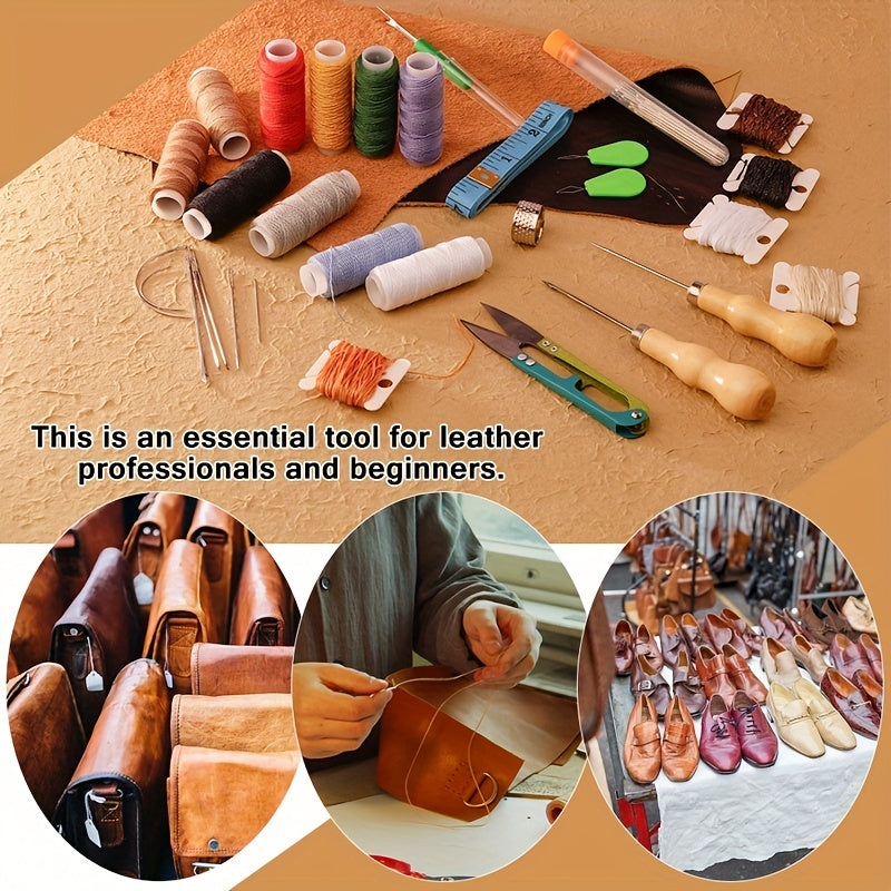 59pcs Leather Sewing Kit Needles Heavy Duty Upholstery Repair Waxed