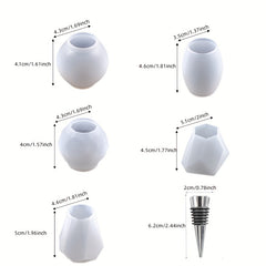 5pcs Geometric Spherical Wine Bottle Stopper Resin Mold