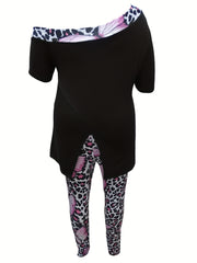  Casual Outfits Set One Shoulder Top & Pants Two Piece Set