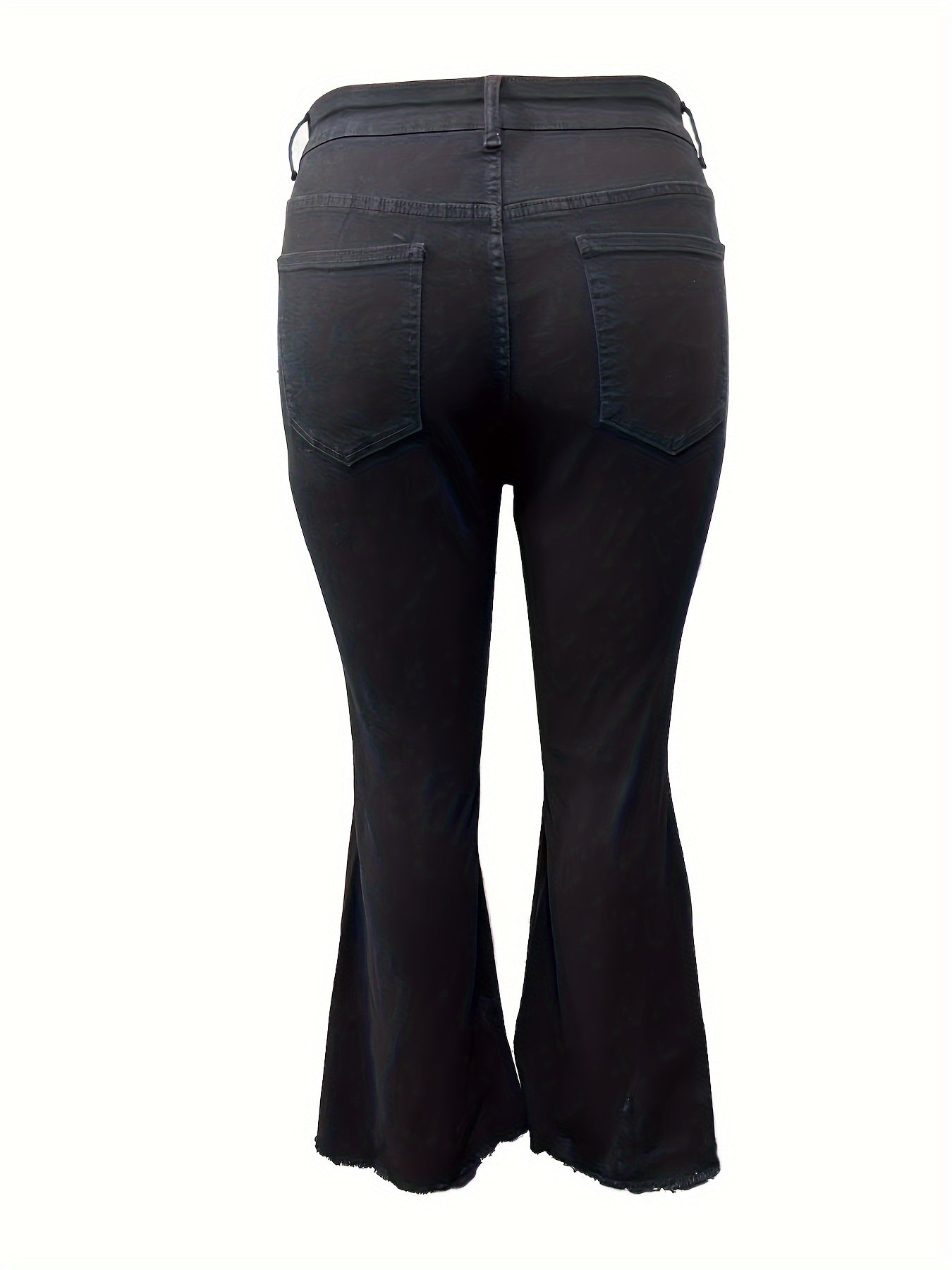  Casual Jeans Women's Plus Solid Ripped Raw Trim High Rise Jeans