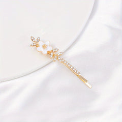 Rhinestone Flower Hair Clip Bobby Pin for Women