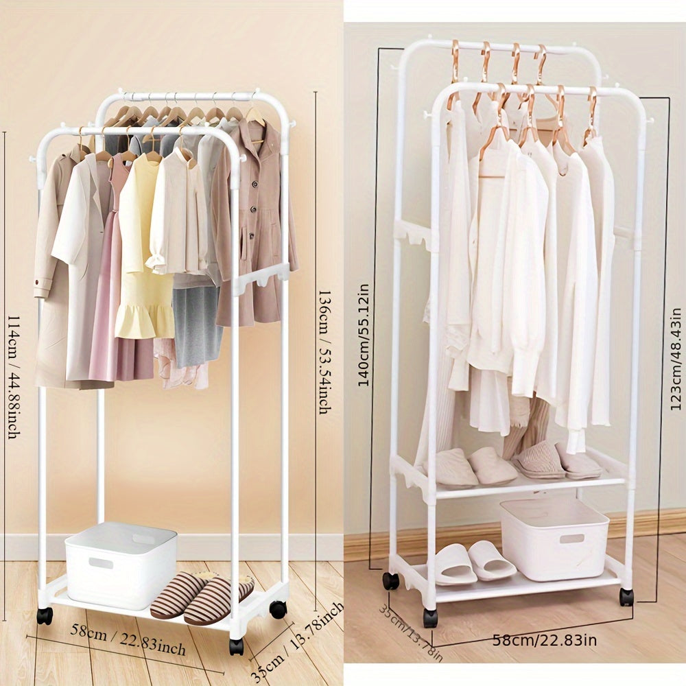 Movable Foyer Shoe Rack Standing Coat Rack Metal Shoe & Hat