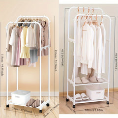 Movable Foyer Shoe Rack Standing Coat Rack Metal Shoe & Hat