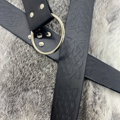 Vintage Embossed Leather Waist Belt for Men