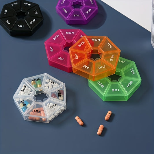 Mini Rainbow Pill Box 7 Compartment Weekly Organizer
