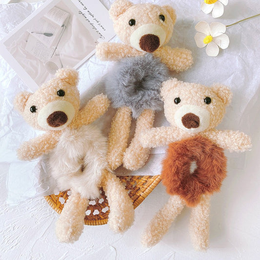 Rabbit Bear Hug Bear Head Rope Female Tie Hair Plush Hair Ring