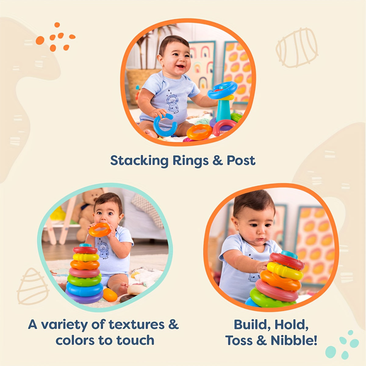 Rainbow Stacking Rings for Kids PE Material Toy