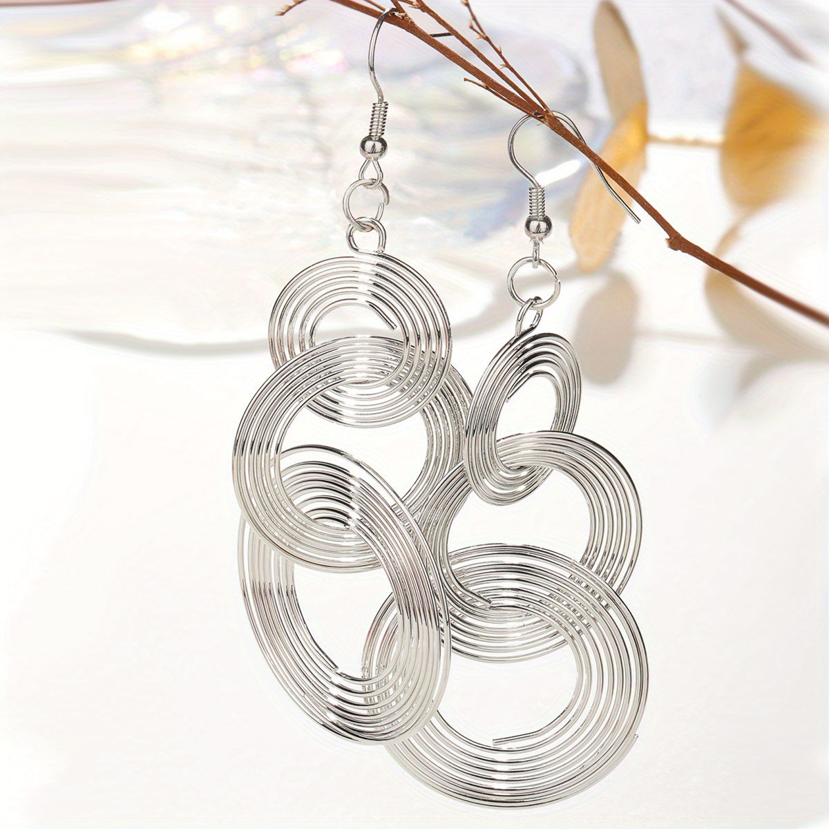 Round Shape Dangle Earrings Stainless Steel Jewelry