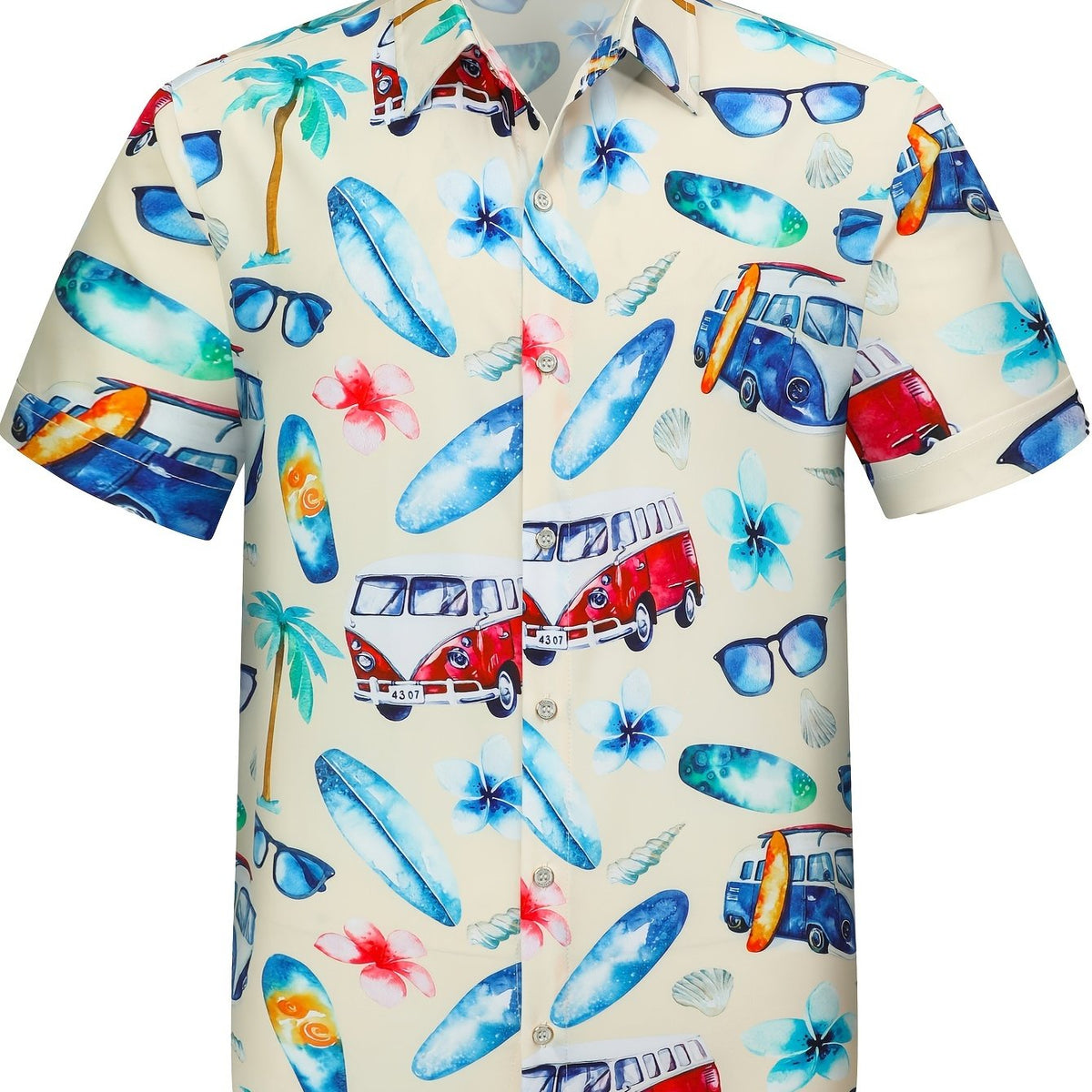 Tropical Hawaiian Shirt Men's Short Sleeve Button Up Beach Vacation Shirt