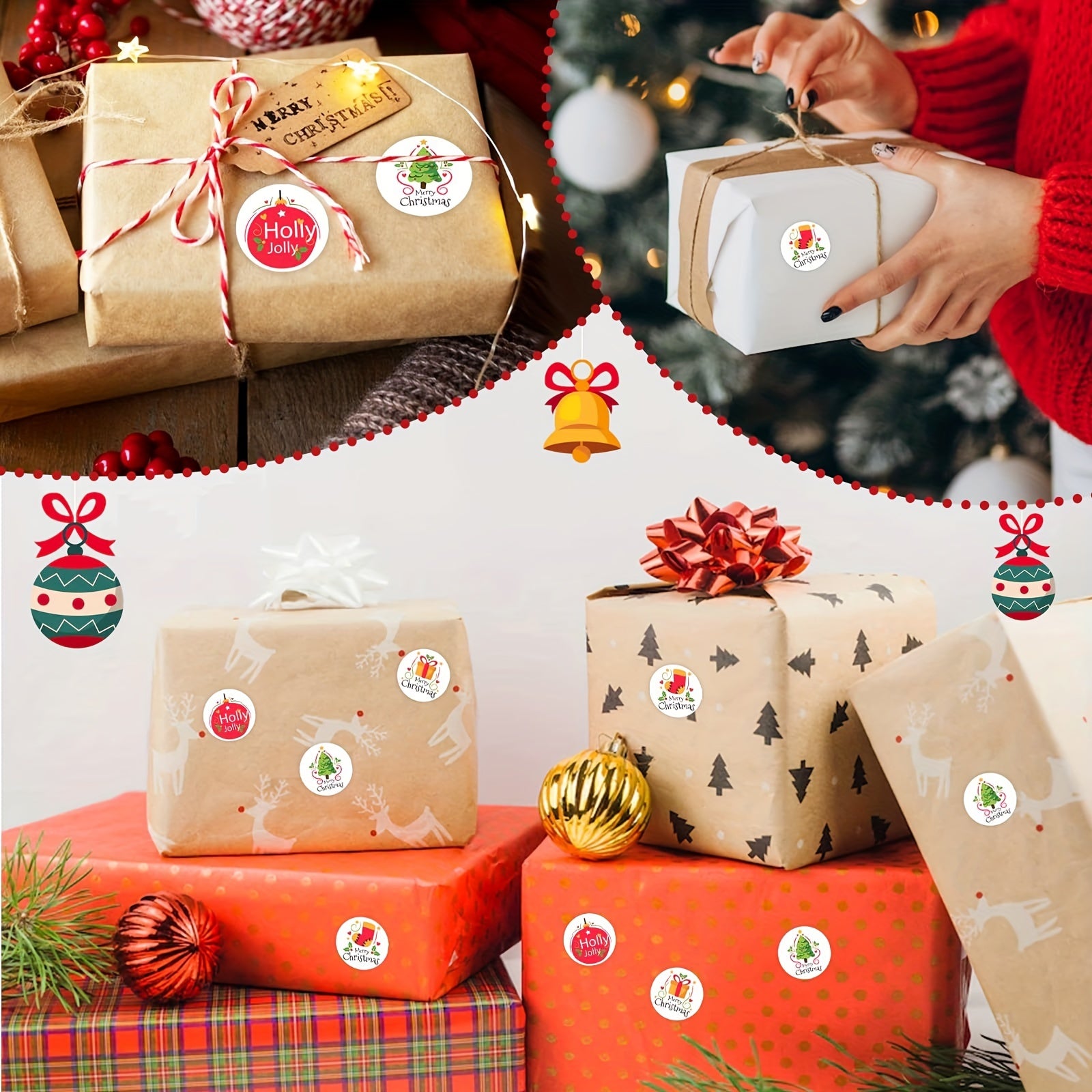 500pcs Merry Christmas Stickers 2.54 Cm Self Adhesive Labels