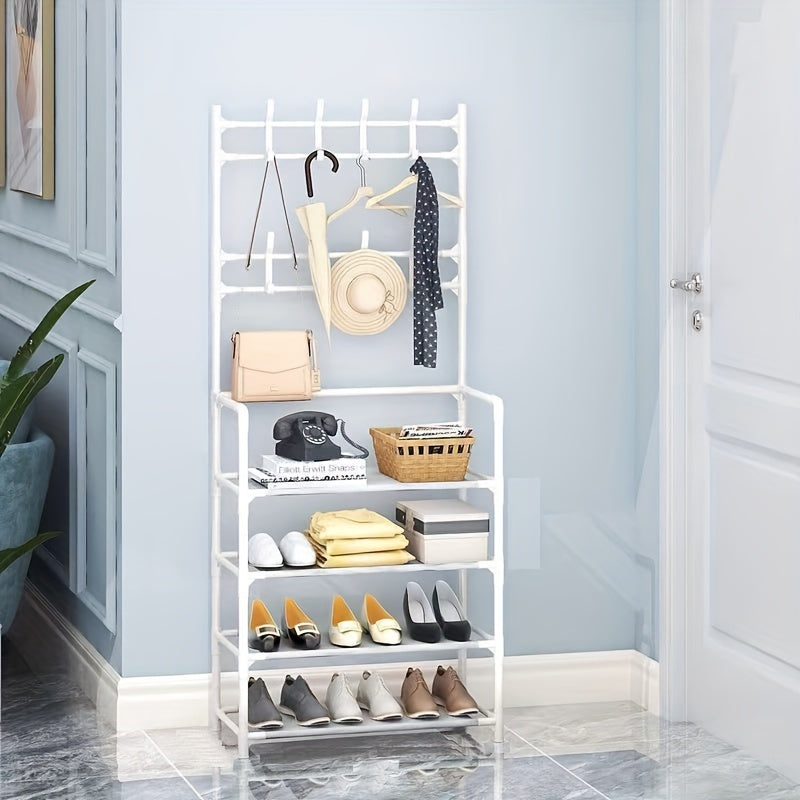 Standing Floor Coat Rack Shoes Rack Multifunctional Storage