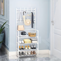 Standing Floor Coat Rack Shoes Rack Multifunctional Storage