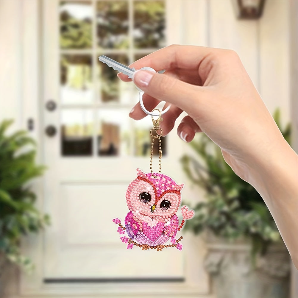 6pcs 5D Diamond Owl Keychain DIY Art Set