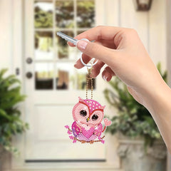 6pcs 5D Diamond Owl Keychain DIY Art Set
