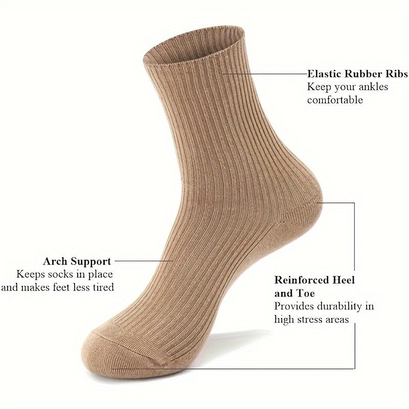 6 12 Pairs Cotton Crew Socks Women Men Solid Casual Socks