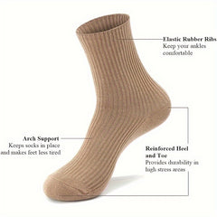 6 12 Pairs Cotton Crew Socks Women Men Solid Casual Socks