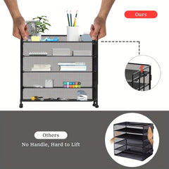 Mesh Desk Organizer Stackable Letter Trays Carbon Steel Foldable Rust Resistant