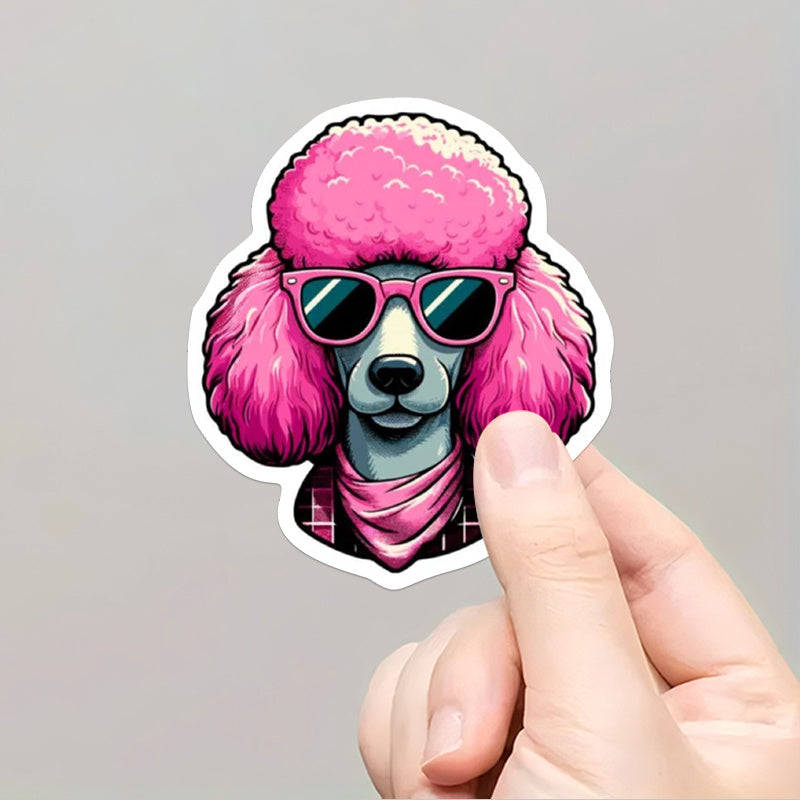 Pink Poodle Vinyl Sticker - Laptop Phone Thermos Water