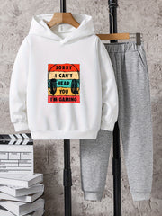 Boys Kids Casual Long Sleeve Hooded Sweatshirt & Sweatpants Set