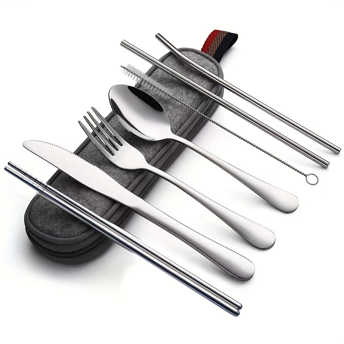 8pcs Travel Cutlery Set Stainless Steel Flatware Set