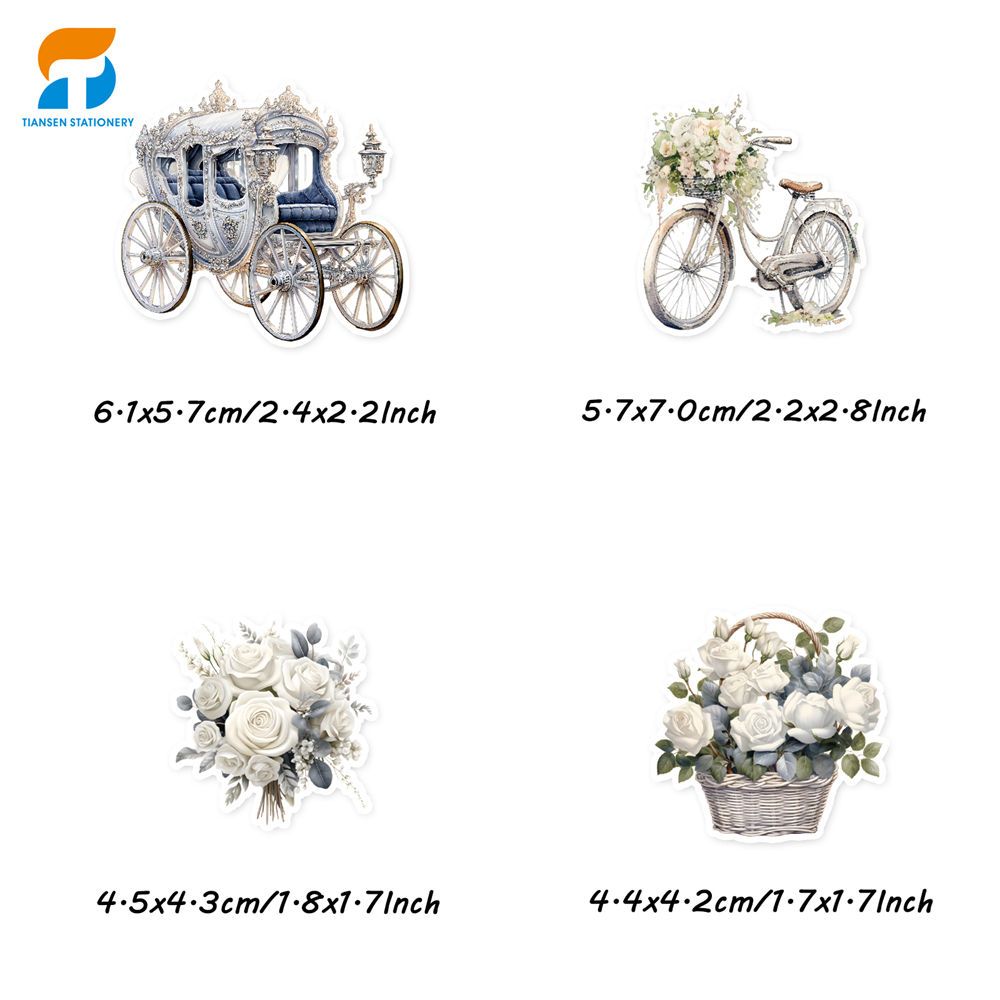 50pcs Vintage Rose Stickers for DIY Crafts Water Bottles