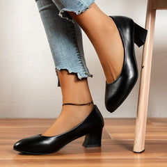 Women's French Heel Court Pumps Solid Chunky Heel Anti slip Shoes