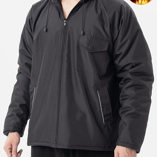 Men's Waterproof Hooded Zip Up Jacket for Outdoors