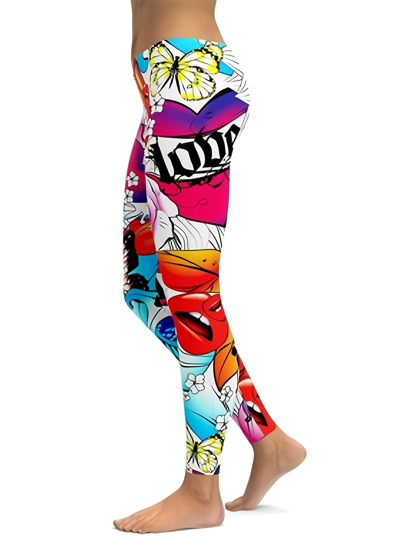 Cartoon Print High Waist Leggings for Women