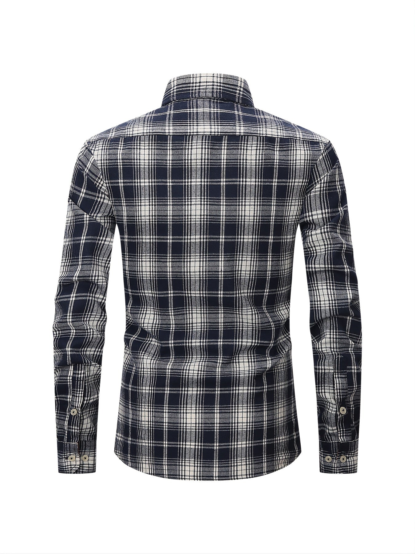 Men's Plaid Button Down Long Sleeve Shirt with Pocket